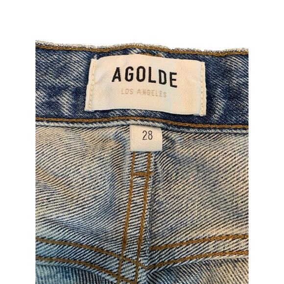 AGOLDE-High Rise Straight Leg Jeans-Classic Denim-100% Cotton-Blue-Women’s-28 - Picture 4 of 6